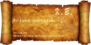 Kriska Bertalan névjegykártya